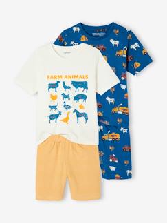 Jungenkleidung-2er-Pack Jungen Sommer-Schlafanzüge, Bauernhof mit Recycling-Baumwolle