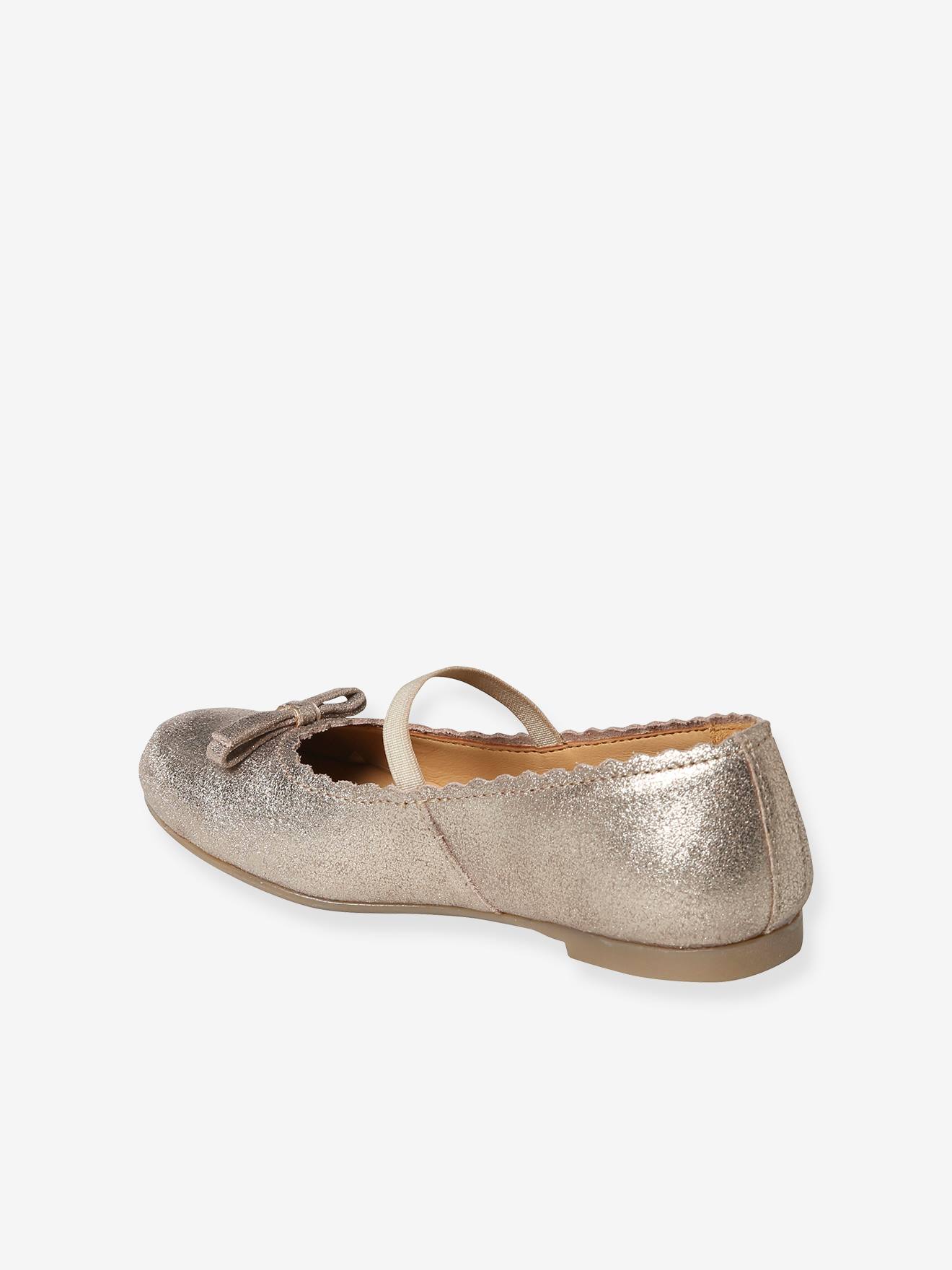 Thumbnail - Mädchen Leder-Ballerinas in Glitzeroptik metallisch