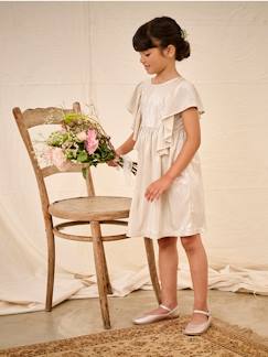 Maedchenkleidung-Kleider-Mädchen Festkleid mit Schmetterlingsärmeln aus Lamé