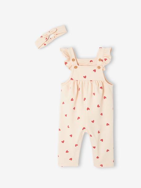 Baby-Set: Sweat-Overall & Haarband mit Recycling-Polyester vanille 2