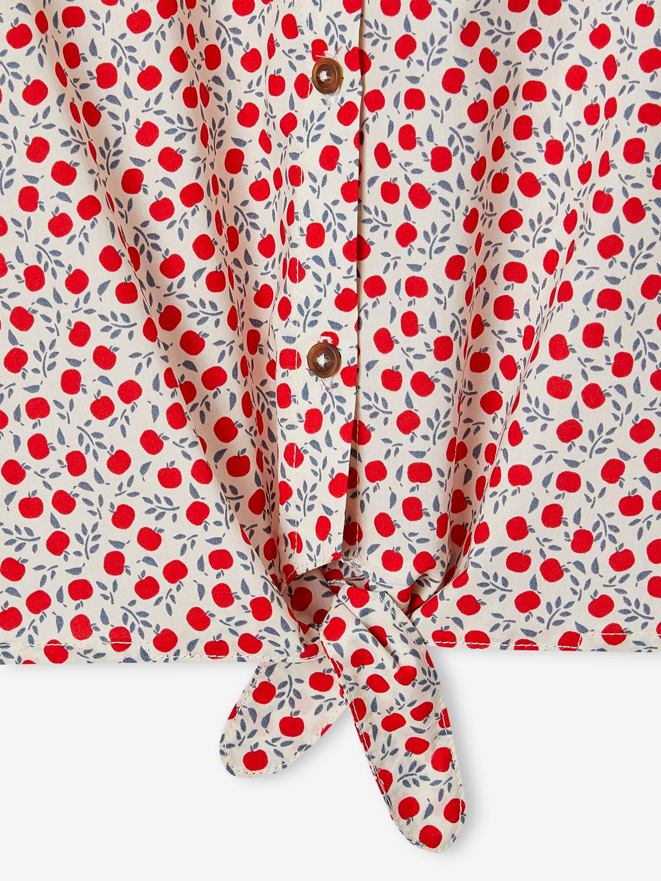 Thumbnail - Mädchen Musselinbluse zum Binden vanille