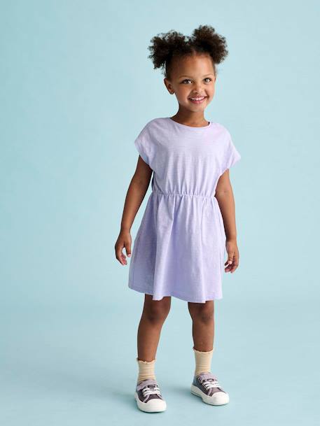 Mädchen-Set: Geblümte Jacke mit Steppnähten & Kleid rosa+violett 14