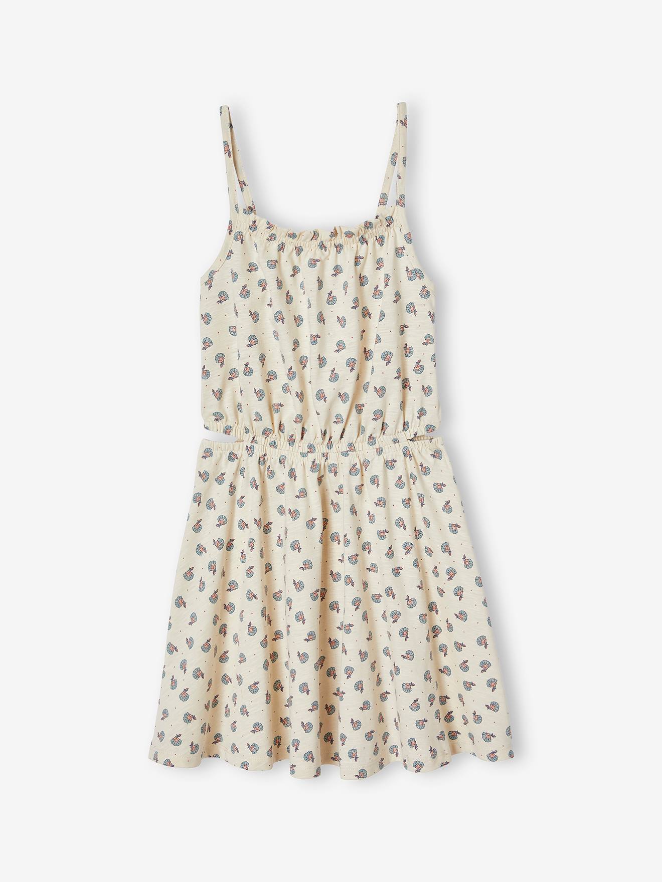 Thumbnail - Mädchen Trägerkleid mit Cut-out an den Seiten vanille