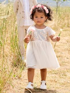 Babymode-Kurzärmeliges Mädchen Festkleid mit Pailletten