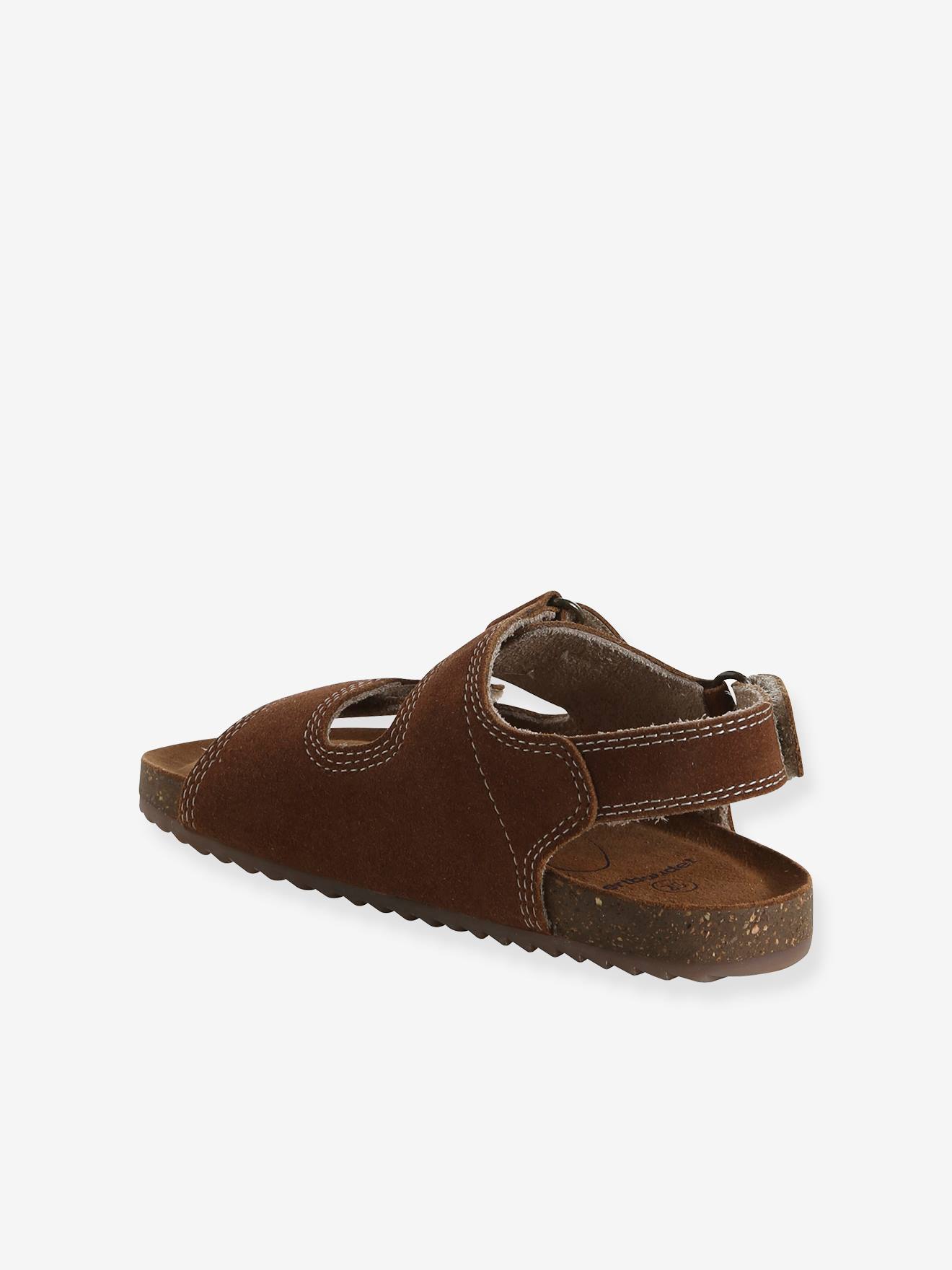 Thumbnail - Kinder Leder-Sandalen mit Klett und Anziehtrick camel