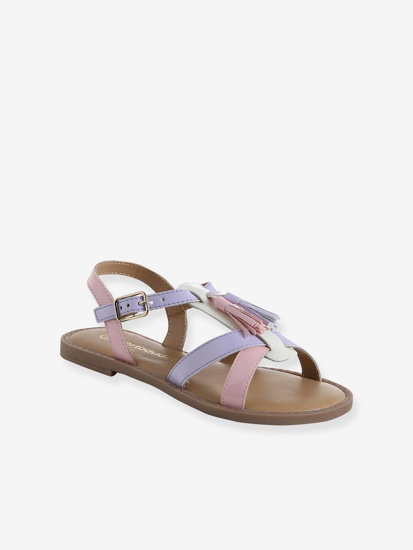 Offene Mädchen Sandalen mit Pastell-Quasten Gr. 33 von vertbaudet