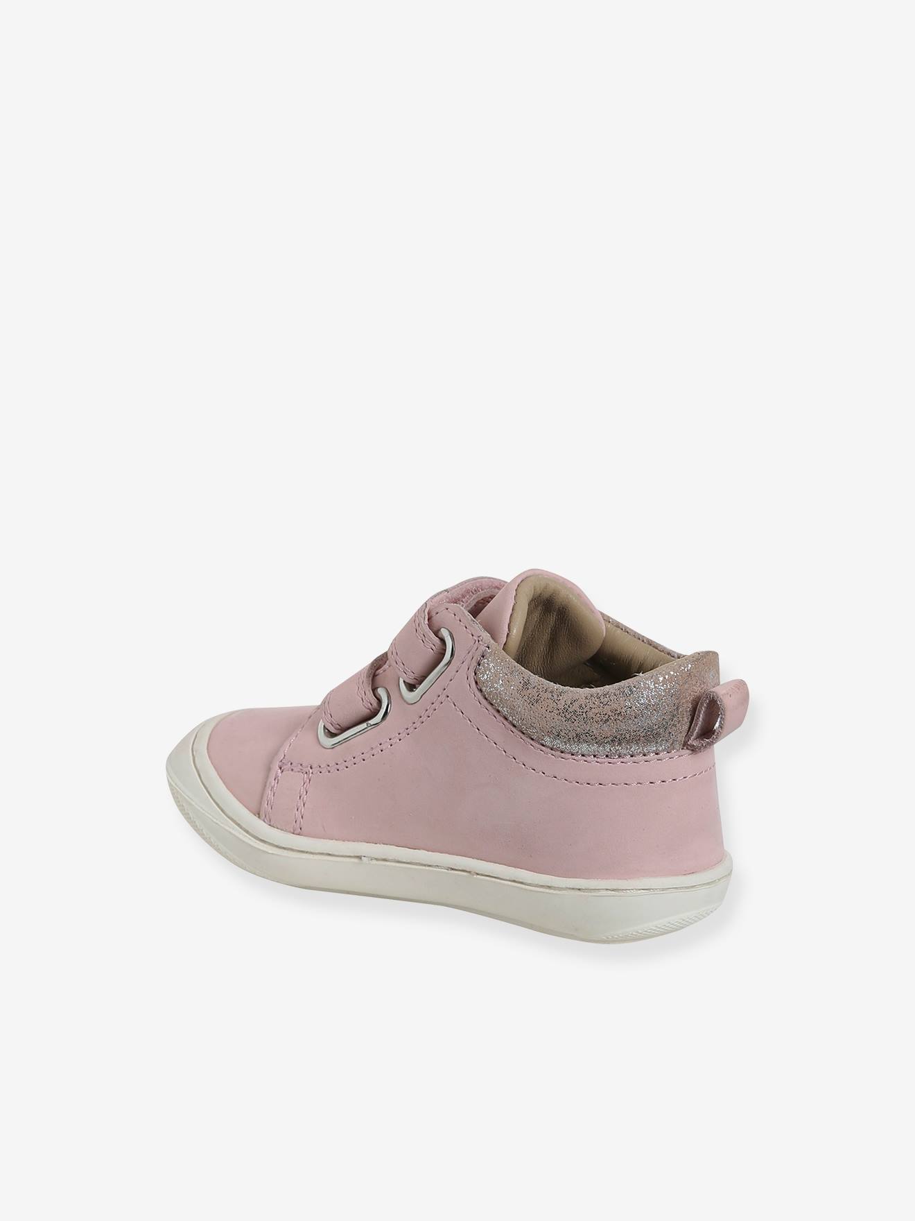 Thumbnail - Baby Lauflernschuhe mit Klett aus weichem Leder pudrig