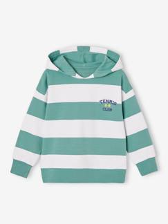 Jungenkleidung-Pullover, Strickjacken, Sweatshirts-Sweatshirts-Gestreiftes Jungen Sweatshirt mit Kapuze