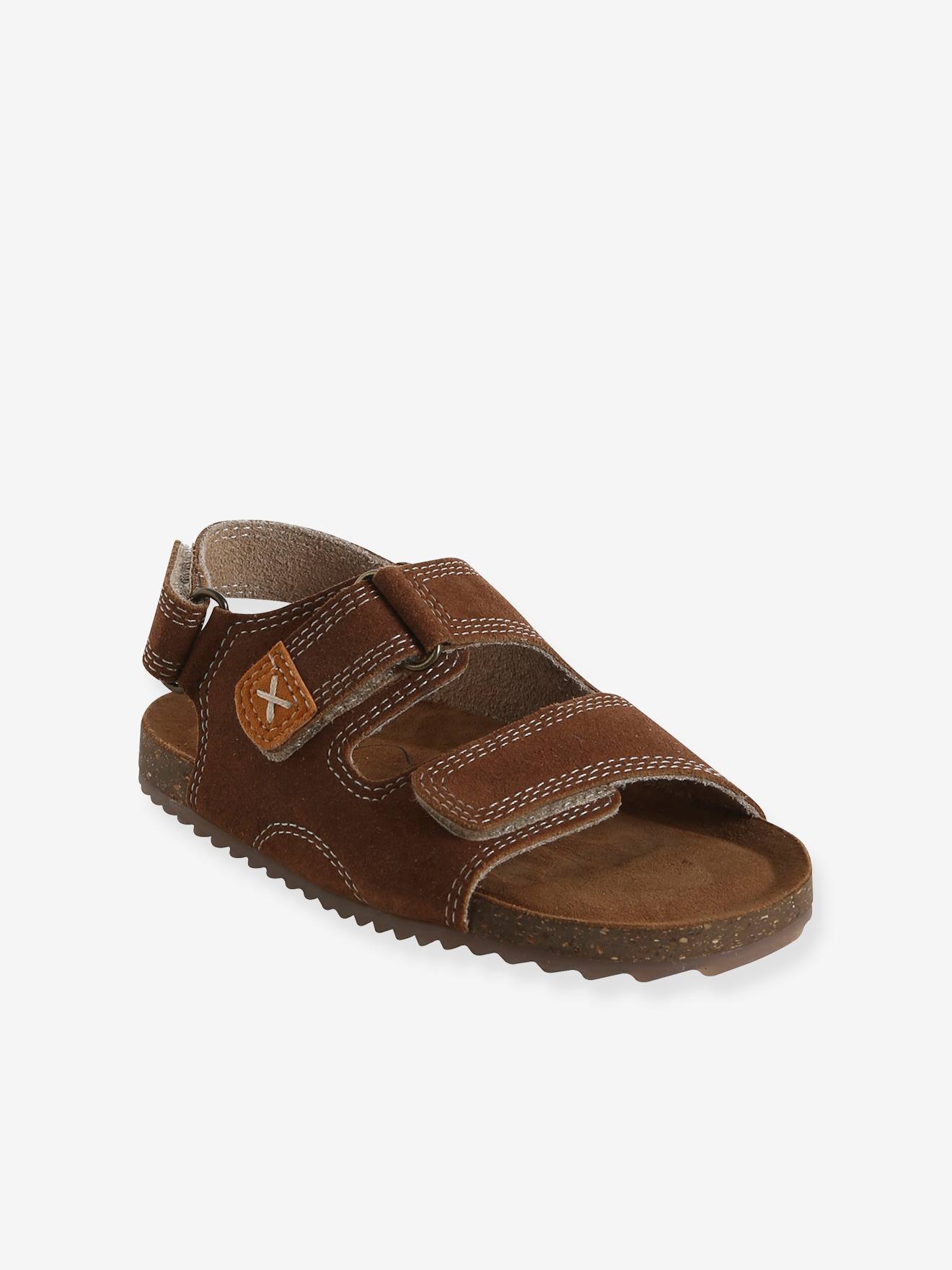 Kinder Leder-Sandalen mit Klett & Anziehtrick camel Gr. 25 von vertbaudet