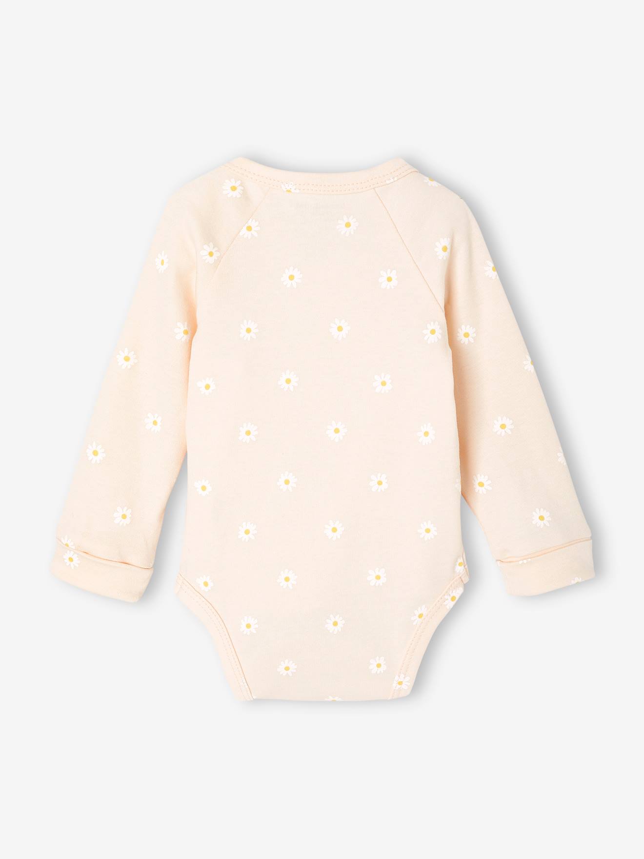 Thumbnail - Bio-Kollektion: Mitwachsender Baby Wickelbody mit Gänseblümchen hell