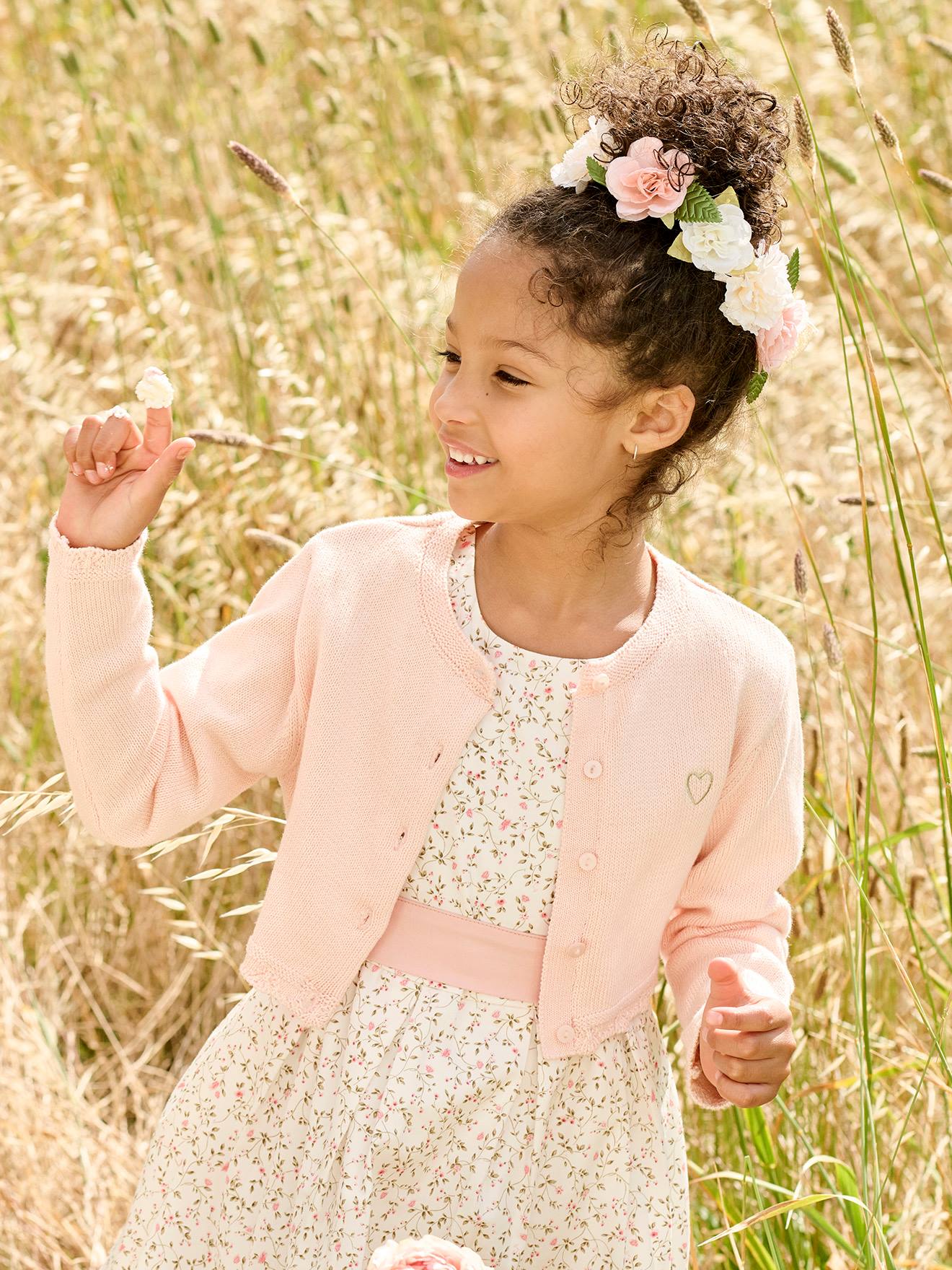 Festlicher Bolero mit Herz-Stickerei Mädchen rosa Gr. 92/98 von vertbaudet