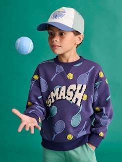 Jungenkleidung-Pullover, Strickjacken, Sweatshirts-Sweatshirts-Jungen Sport-Sweatshirt mit Tennis-Print und Recycling-Polyester