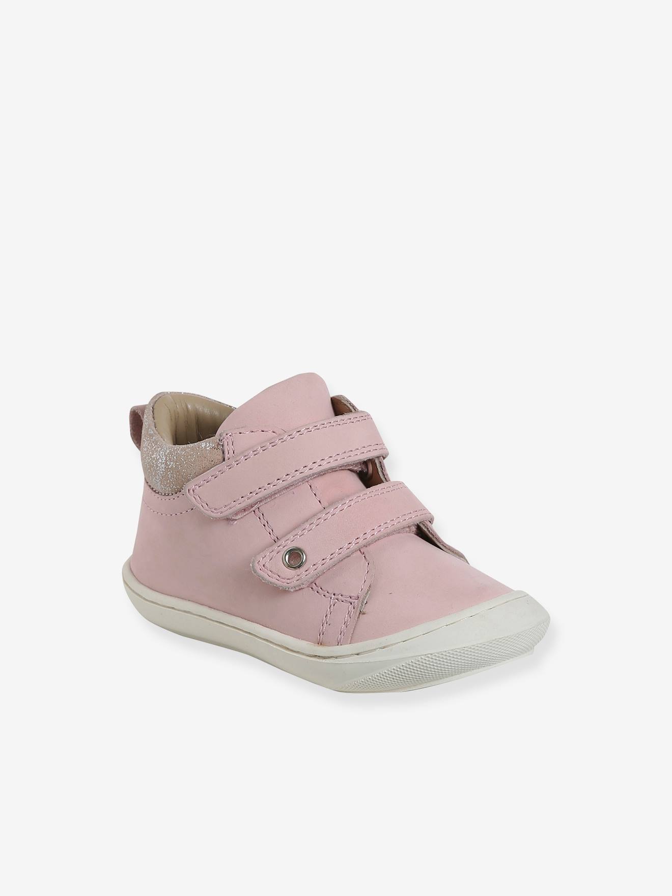 Baby Leder-Lauflernschuhe mit Klettverschluss pudrig rosa Gr. 23 von vertbaudet