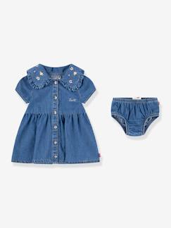 Babymode-Mädchen Baby-Set: Jeanskleid mit besticktem Kragen & Shorts Levi's
