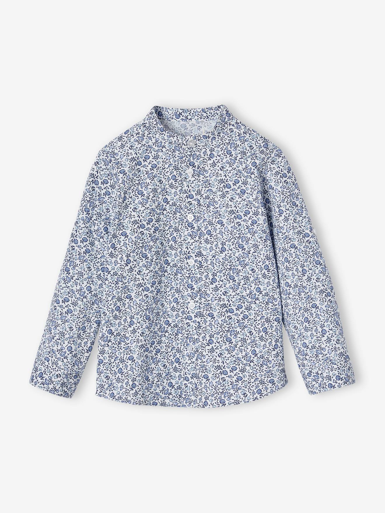 Jungen Hemd mit Stehkragen und Blumenmuster