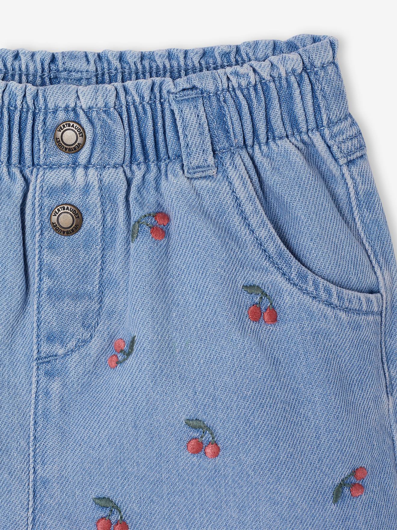 Thumbnail - Baby Jeansshorts mit Blumenstickerei
