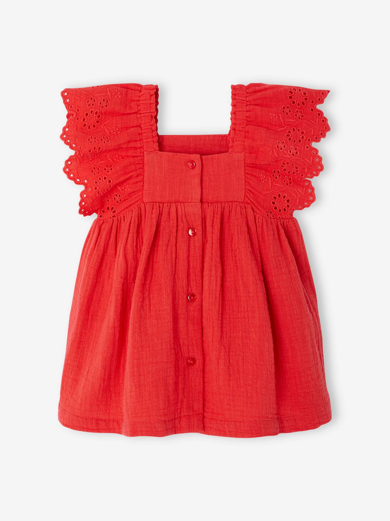 Thumbnail - Baby Musselin-Kleid mit Volantärmeln