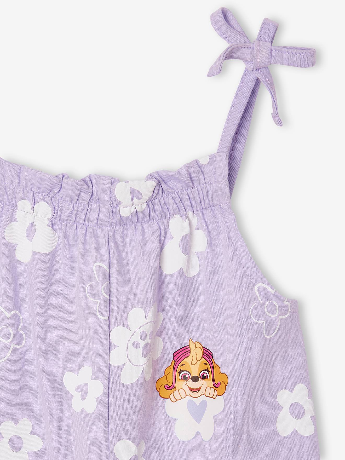 Thumbnail - Kurzer Mädchen Jumpsuit PAW PATROL mit Blumen lila