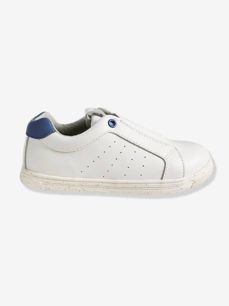Leder-Sneakers für Jungen, Gummizug - dunkelblau+grau bedruckt+weiß - 12