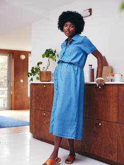 Umstandsmode-Umstandskleider-Maxikleid aus Lyocell für Schwangerschaft und Stillzeit