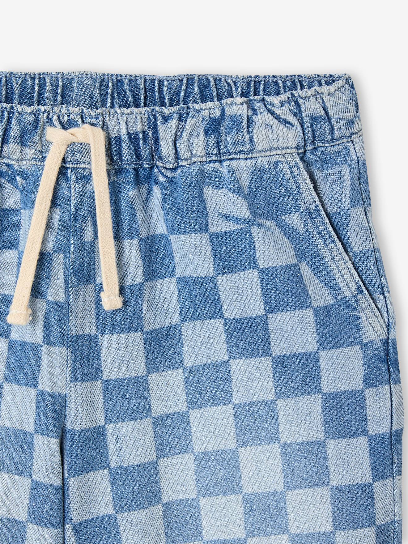 Thumbnail - Jungen Jeans-Bermudas mit Schachbrettmuster in Loose-Fit