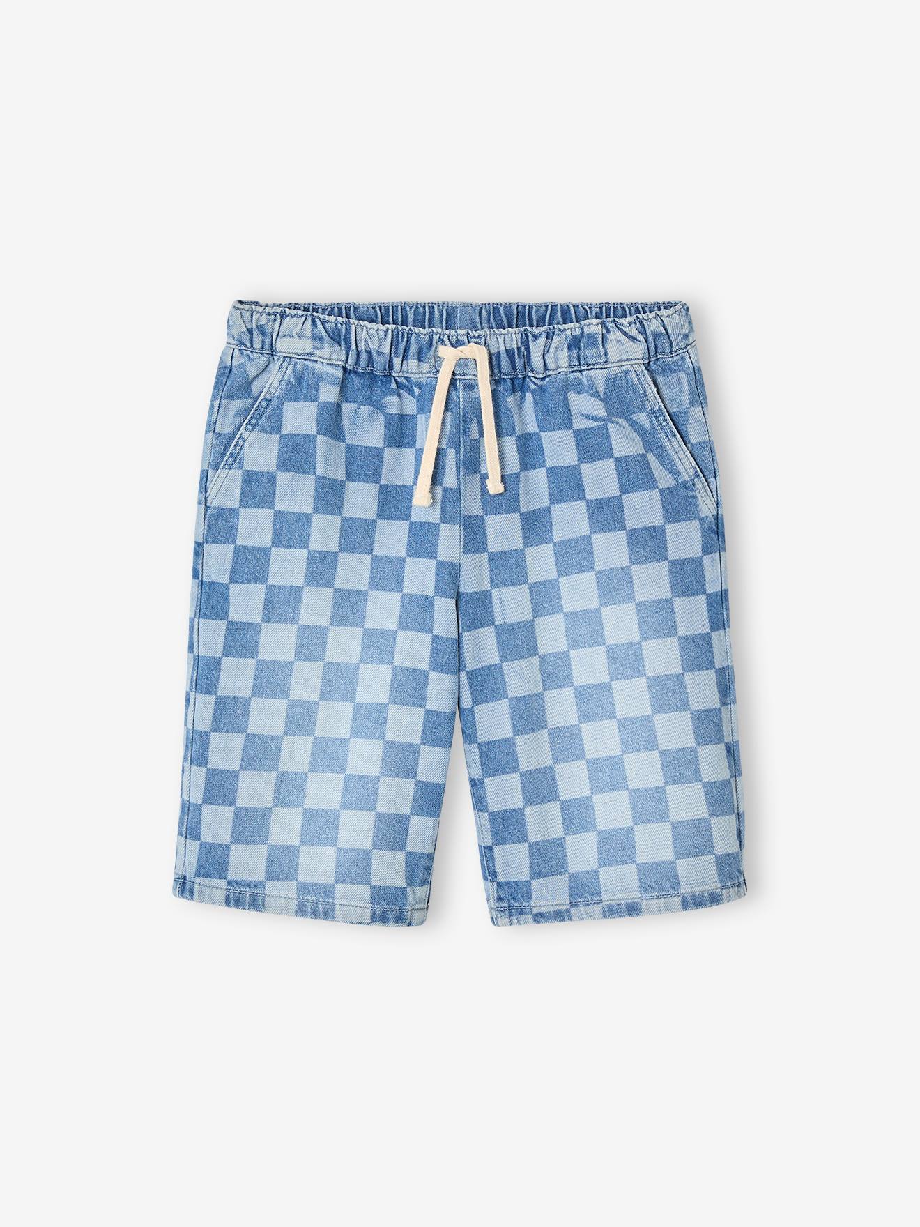 Thumbnail - Jungen Jeans-Bermudas mit Schachbrettmuster in Loose-Fit