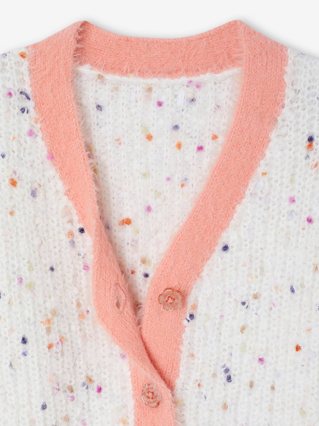 Thumbnail - Mädchen Strickjacke mit V-Ausschnitt aus Musterstrick