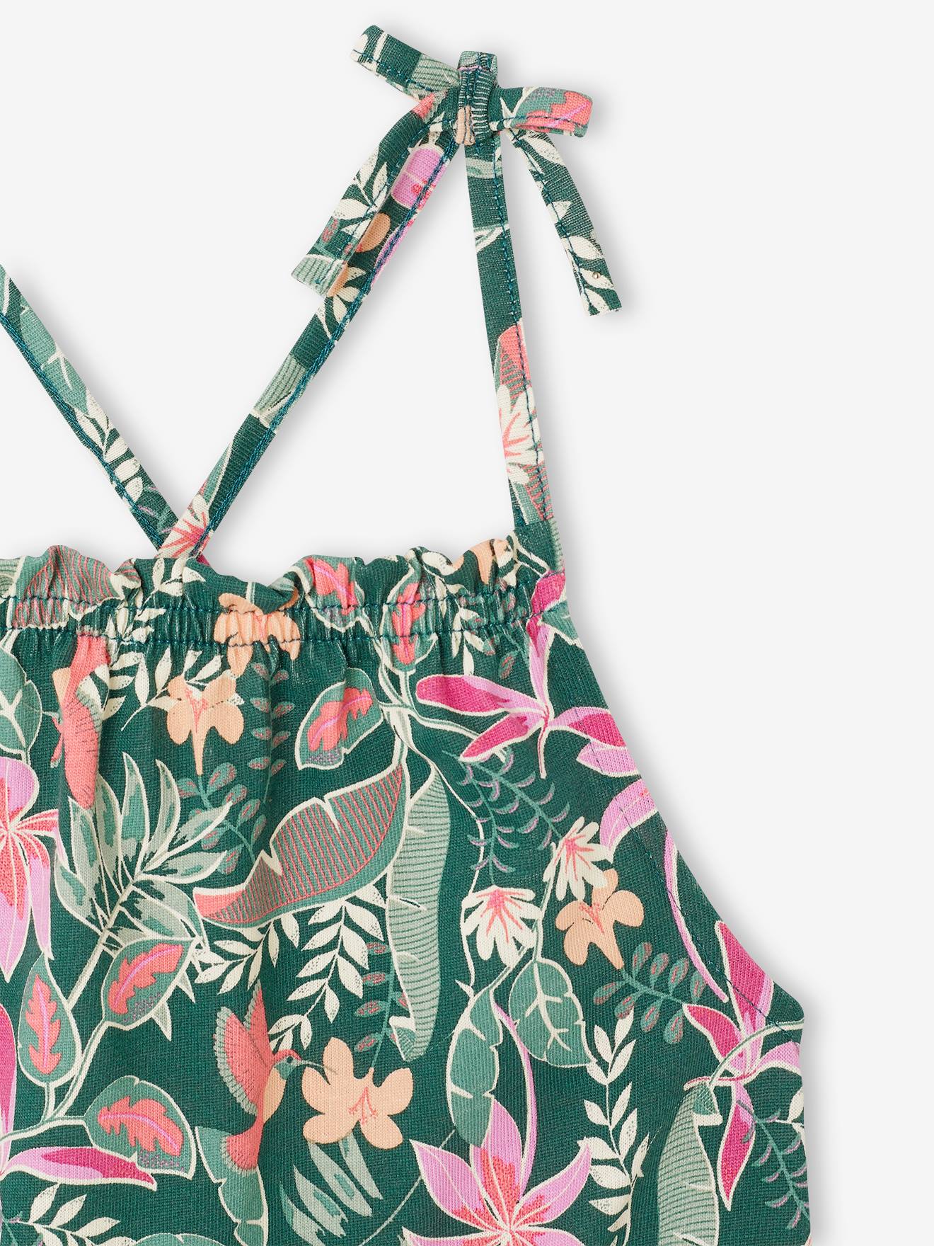 Thumbnail - Schulterfreier Mädchen Jumpsuit mit Alloverprint