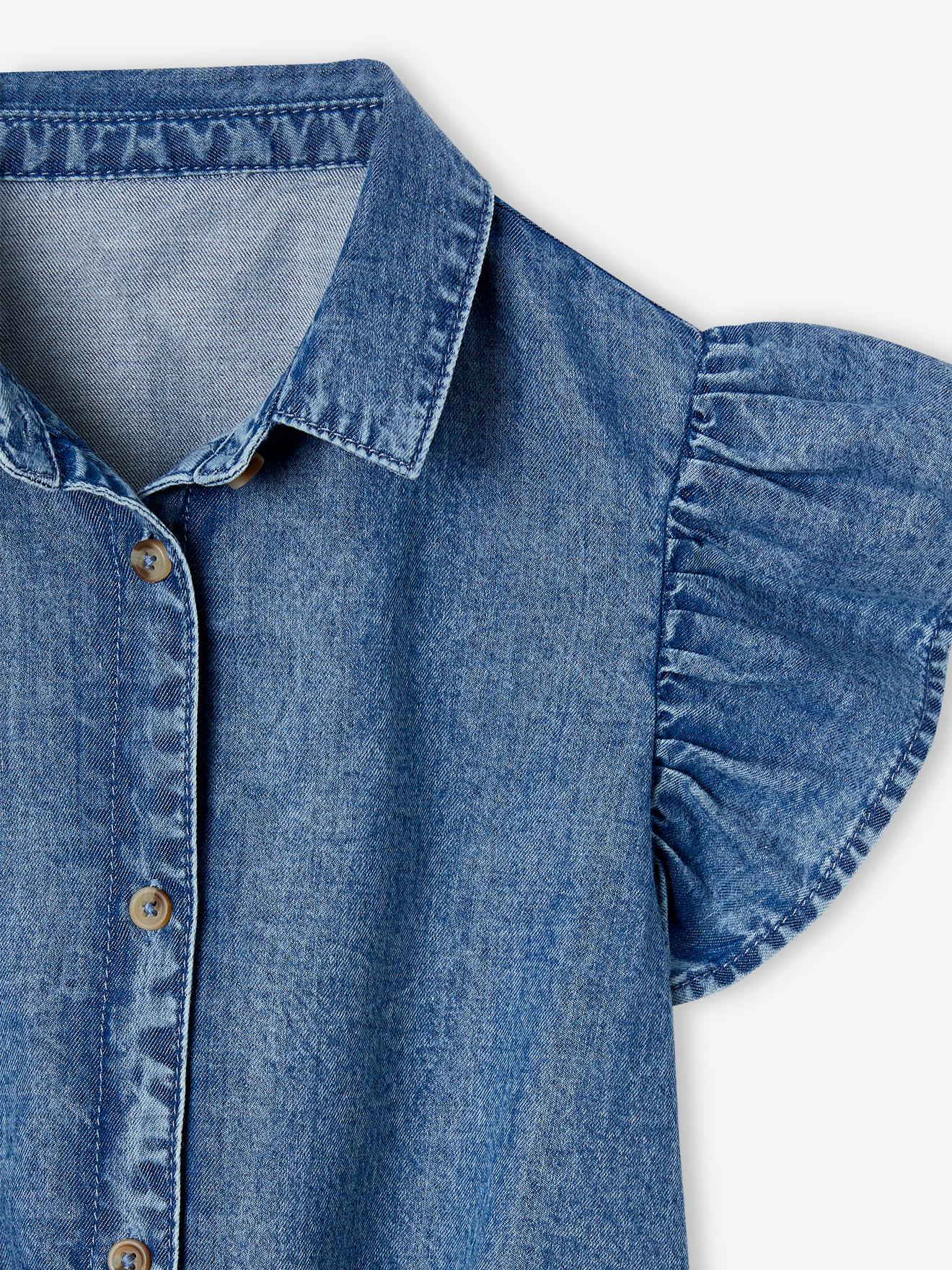 Thumbnail - Mädchen Jeansbluse zum Binden mittel