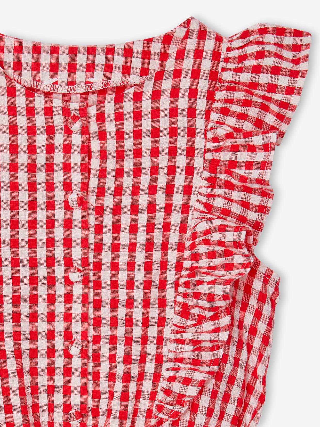 Thumbnail - Karierter Mädchen Jumpsuit mit Volants