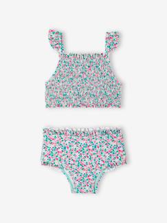 Maedchenkleidung-Bademode-Bikinis-Mädchen Bikini mit gesmoktem Oberteil