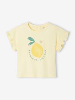 Babymode-Shirts & Rollkragenpullover-Bio-Kollektion: Baby T-Shirt mit Volantärmeln und Frucht-Motiv
