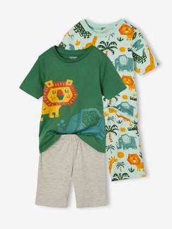 Jungenkleidung-2er-Pack Jungen Sommer-Schlafanzüge, Savannentiere mit Recycling-Baumwolle