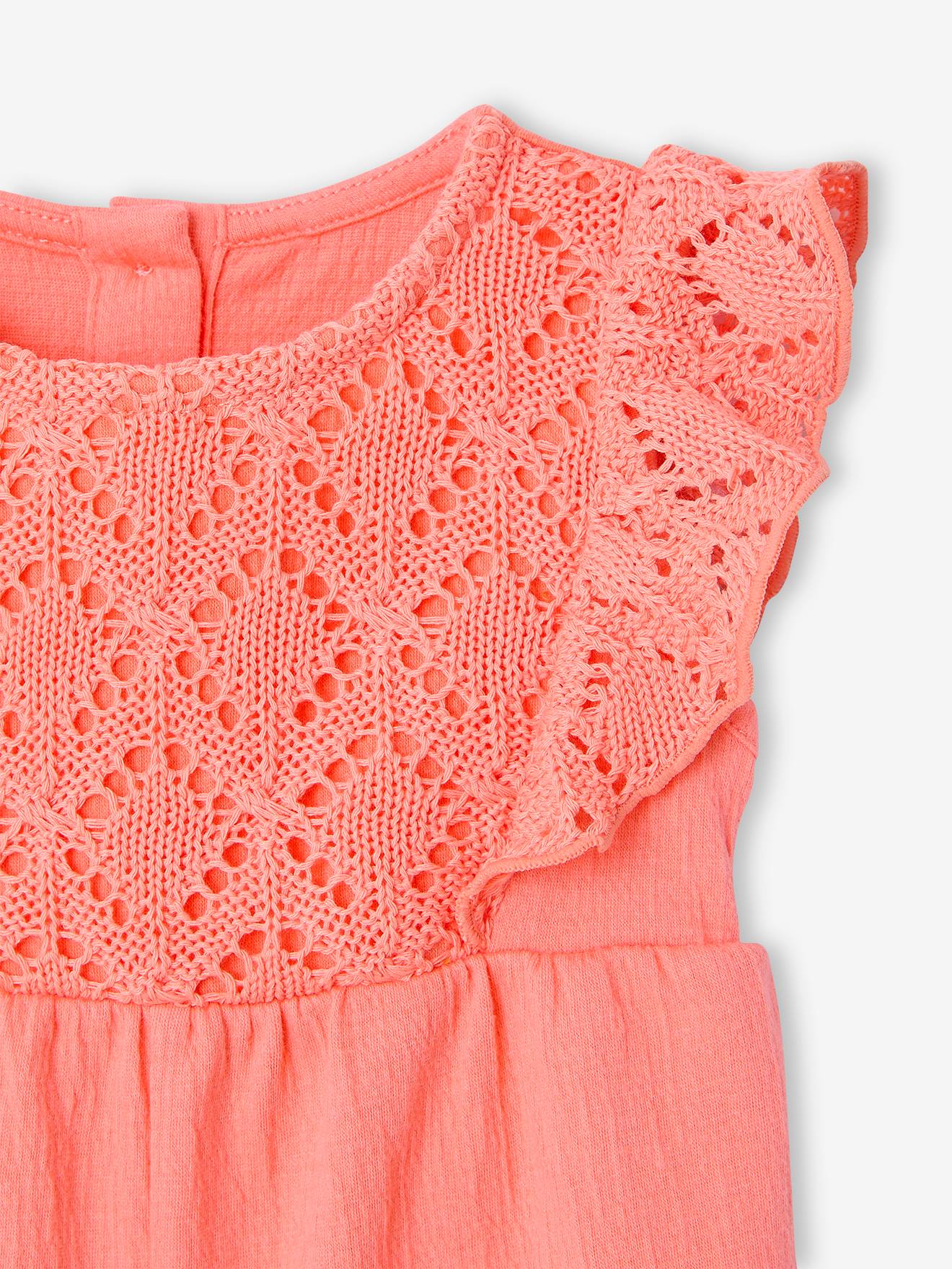 Thumbnail - Mädchen Baby Overall mit gehäkeltem Oberteil