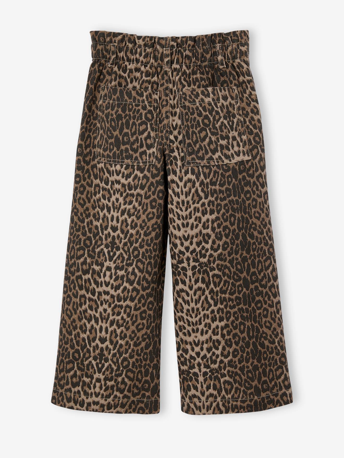 Thumbnail - Weite Mädchen Paperbag-Hose mit Leopardenmuster