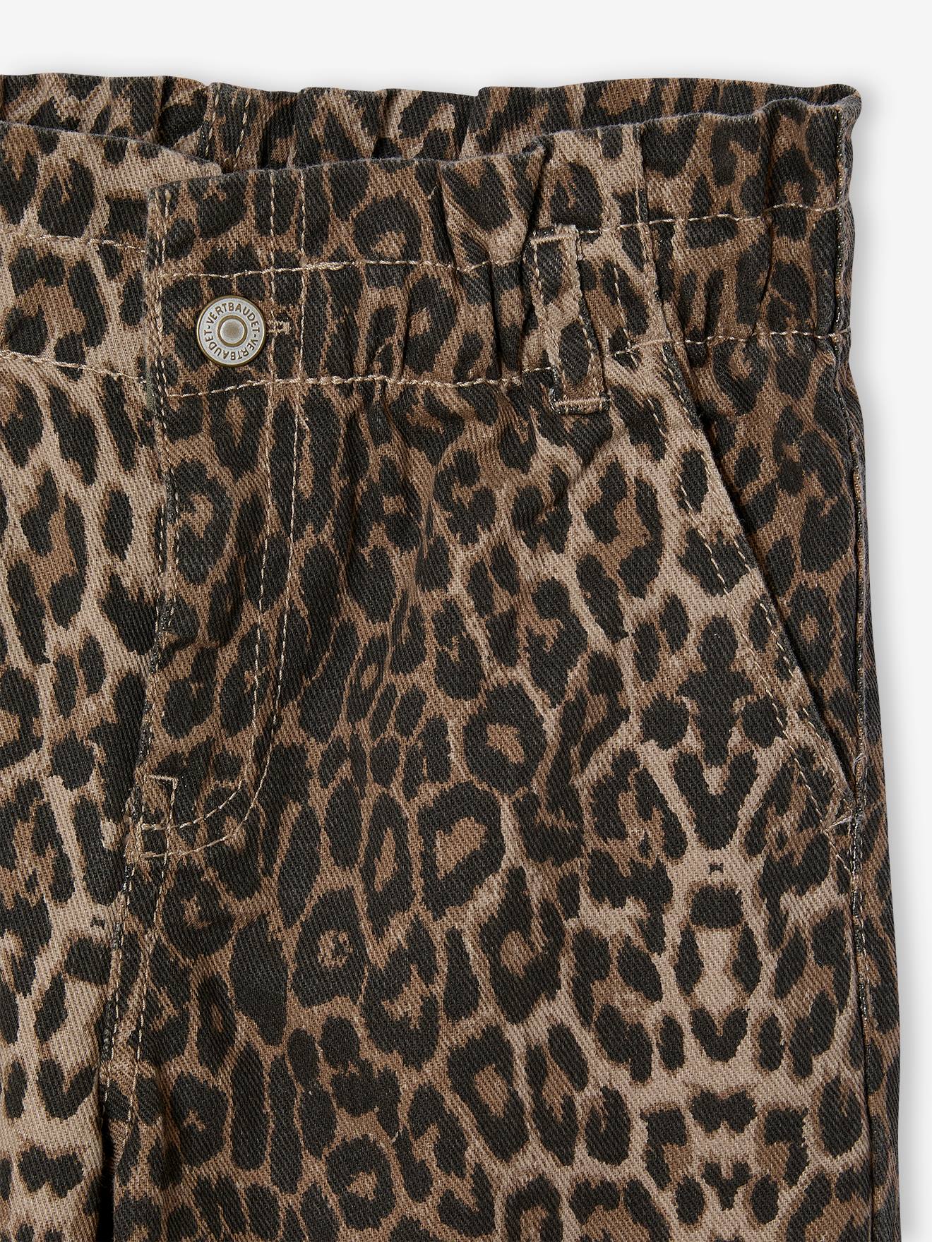 Thumbnail - Weite Mädchen Paperbag-Hose mit Leopardenmuster
