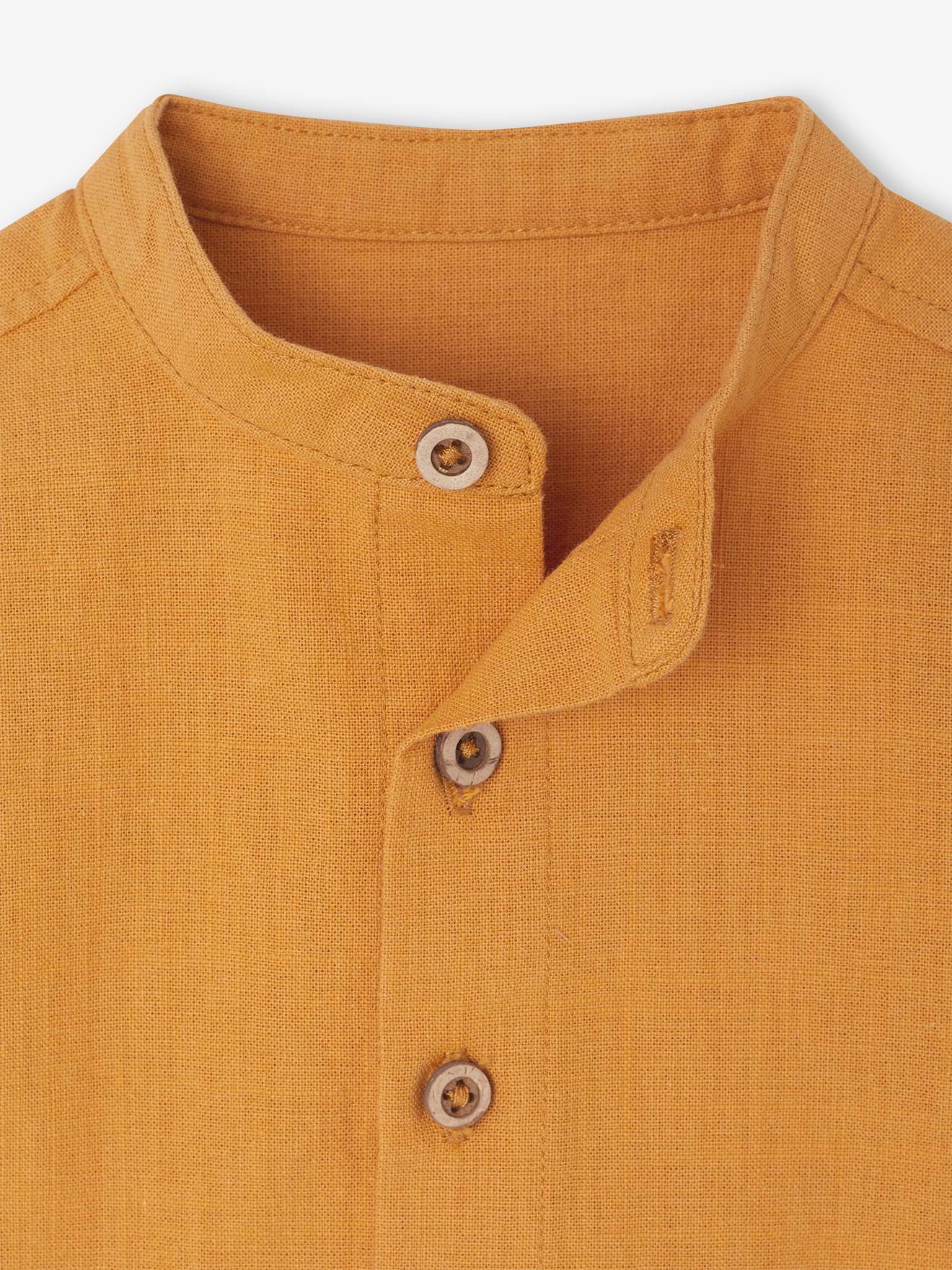 Thumbnail - Baby Hemd mit Ärmeln zum Krempeln ocker