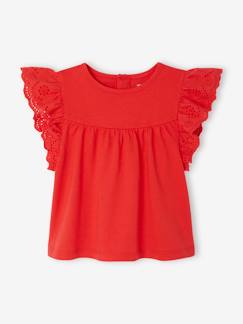 Babymode-Shirts & Rollkragenpullover-Baby T-Shirt mit Lochstickereien an den Ärmeln