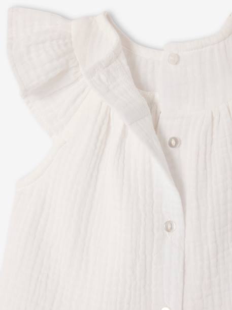 Mädchen Baby Bluse mit kurzen Volantärmeln wollweiß 3