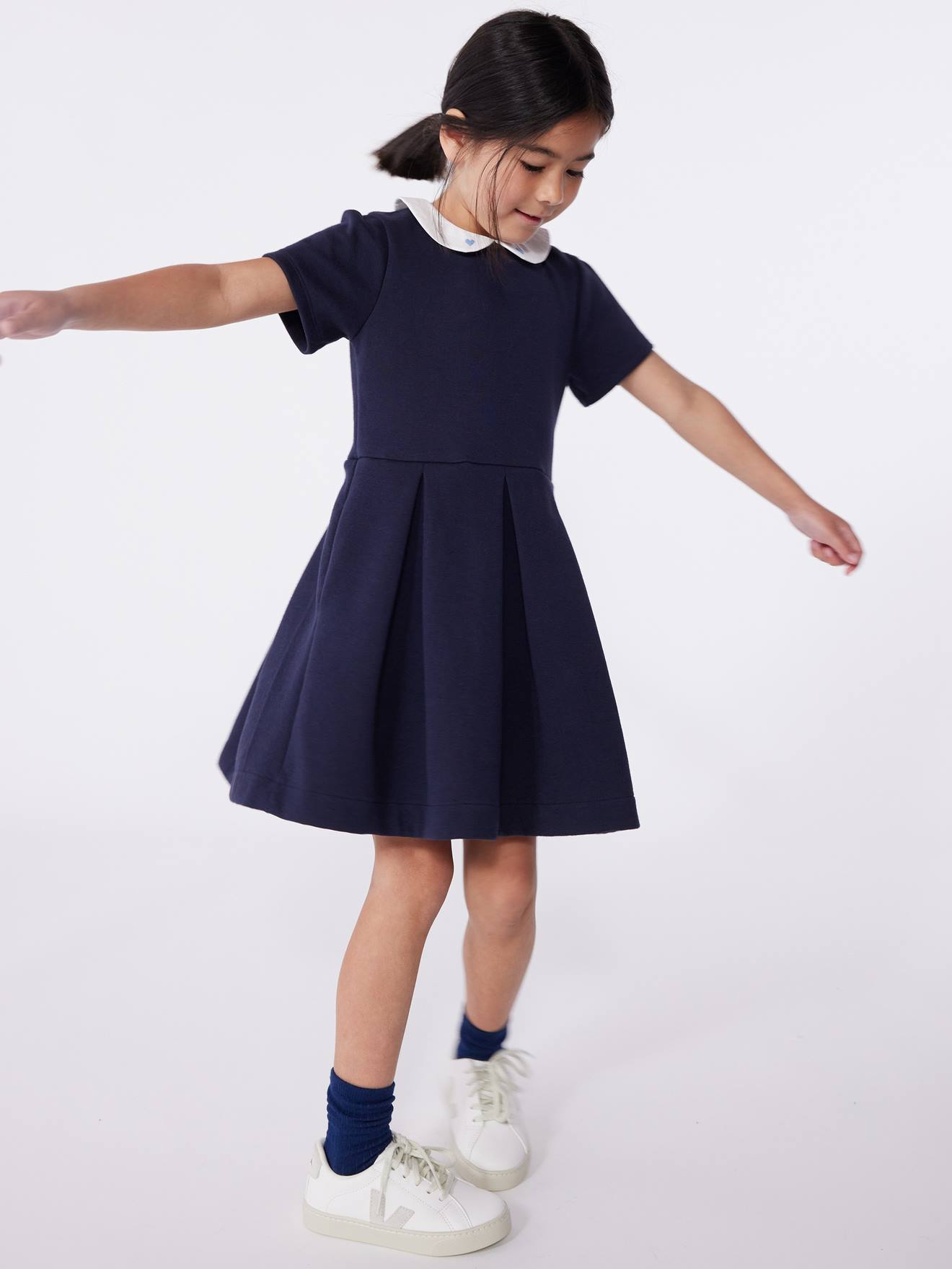 Thumbnail - Mädchen Baumwollkleid mit kurzen Ärmeln PETIT BATEAU