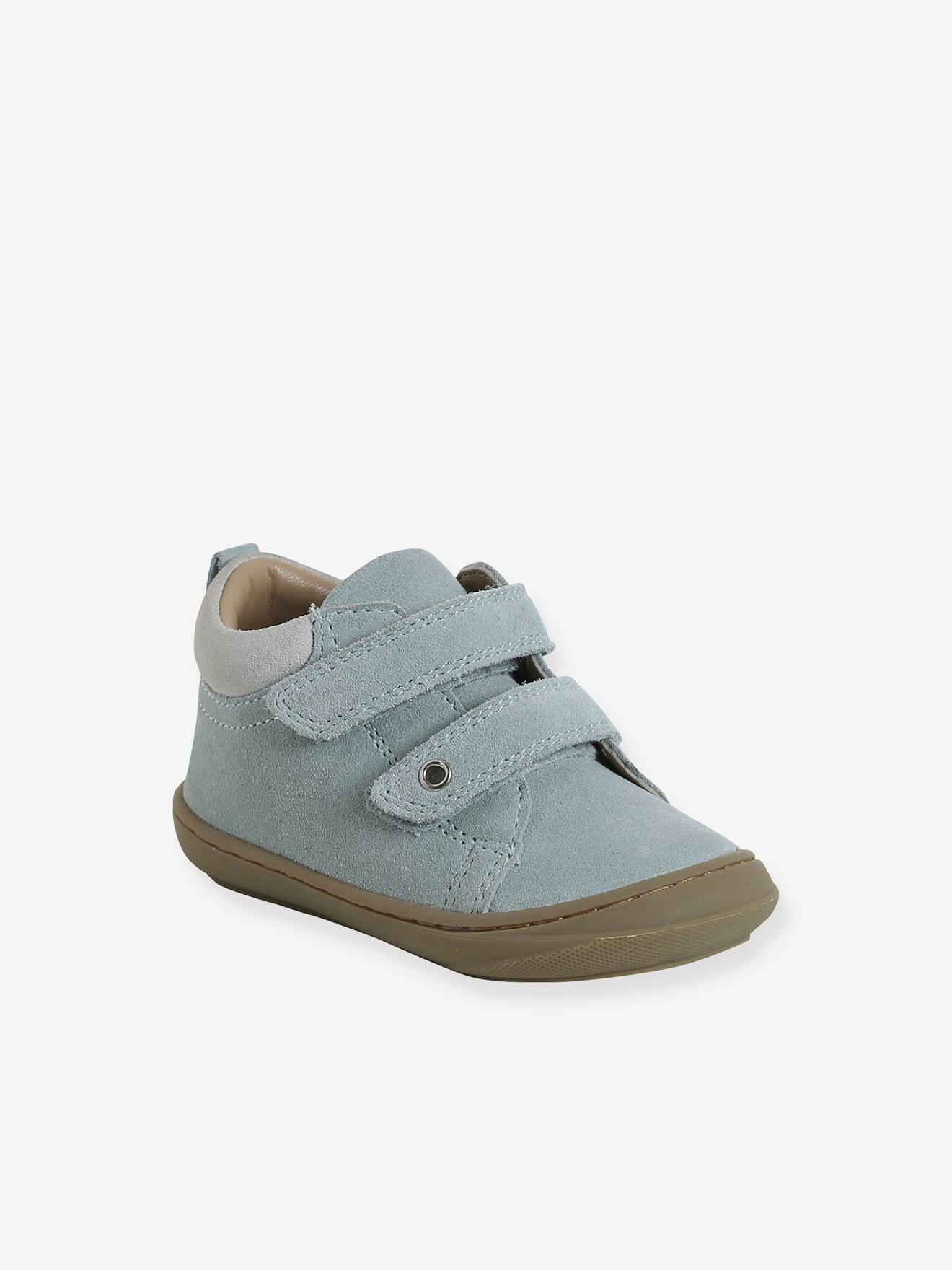 Baby Lauflernschuhe mit Klett aus weichem Leder salbei