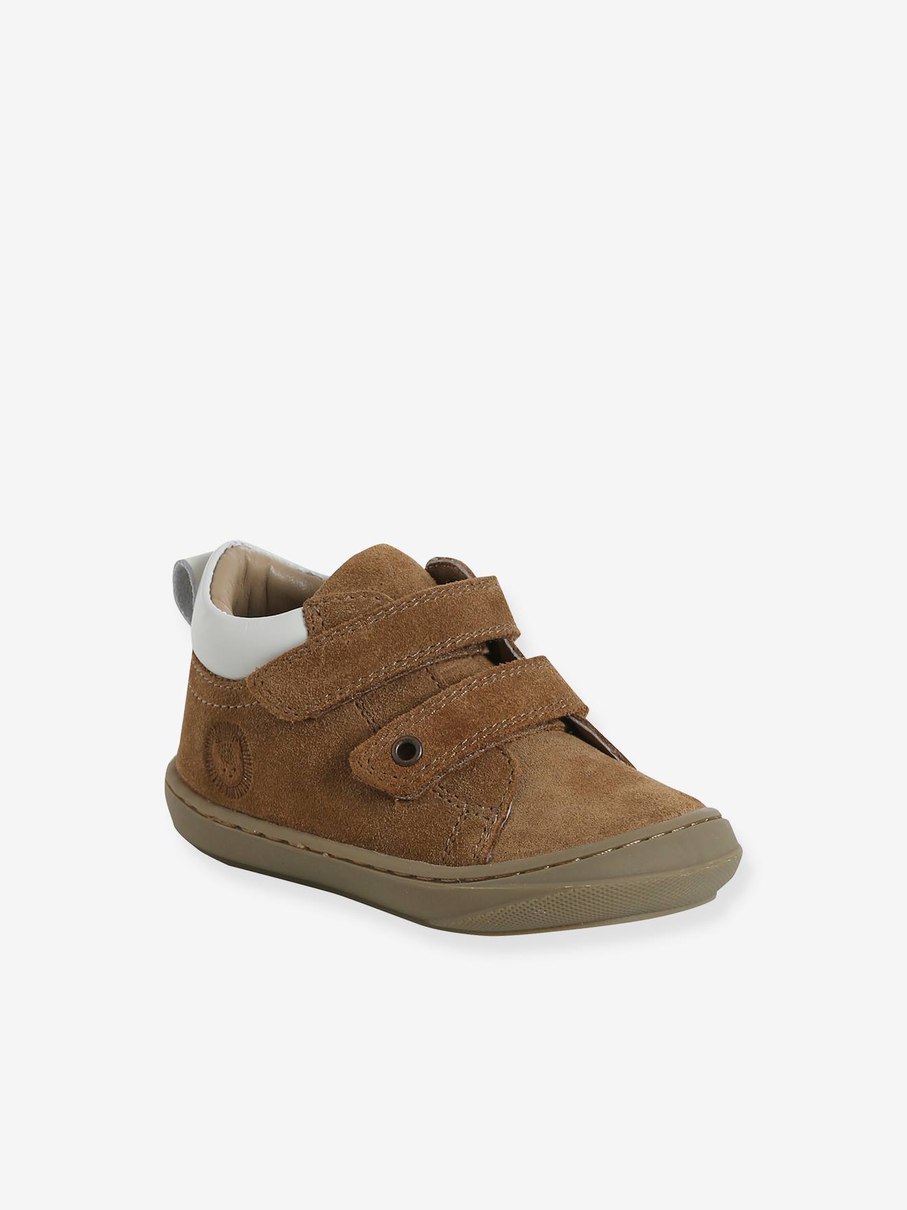Baby Lauflernschuhe mit Klett aus weichem Leder braun Gr. 19 von vertbaudet