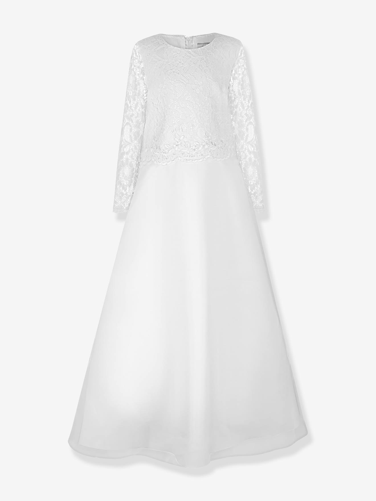 Kommunionkleid mit Ärmeln aus Spitze Mädchen Happy Girls weiß Gr. 122