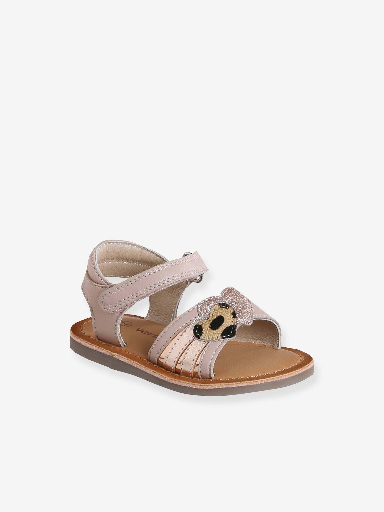 Baby Leder-Sandalen mit Klettverschluss und Herzen set