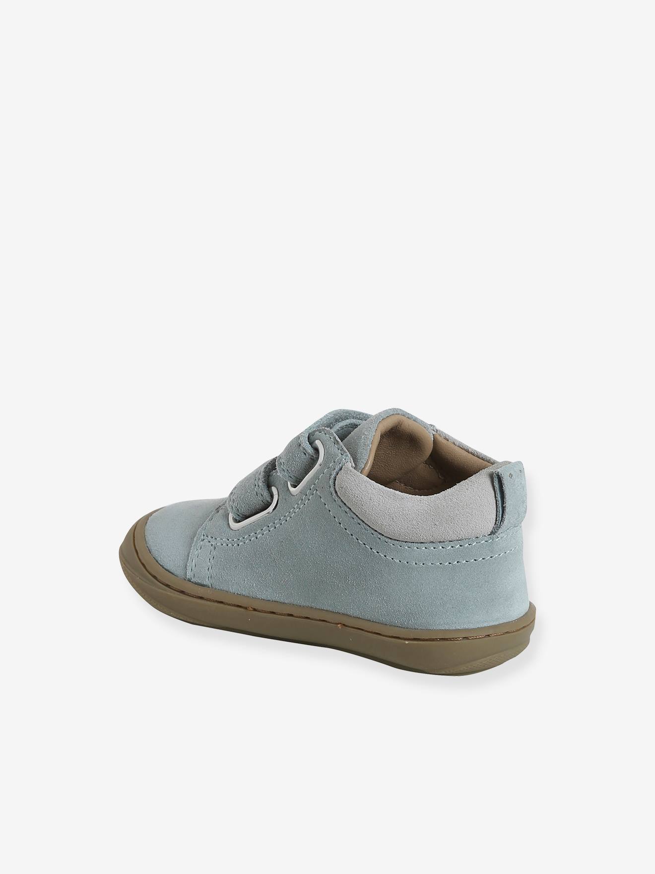Thumbnail - Baby Lauflernschuhe mit Klett aus weichem Leder salbei