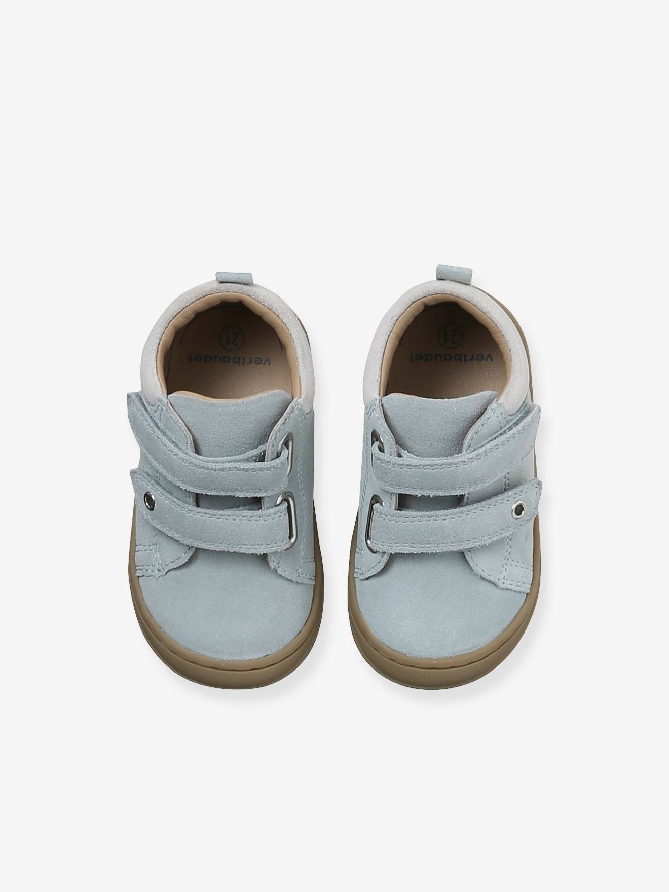 Thumbnail - Baby Lauflernschuhe mit Klett aus weichem Leder salbei