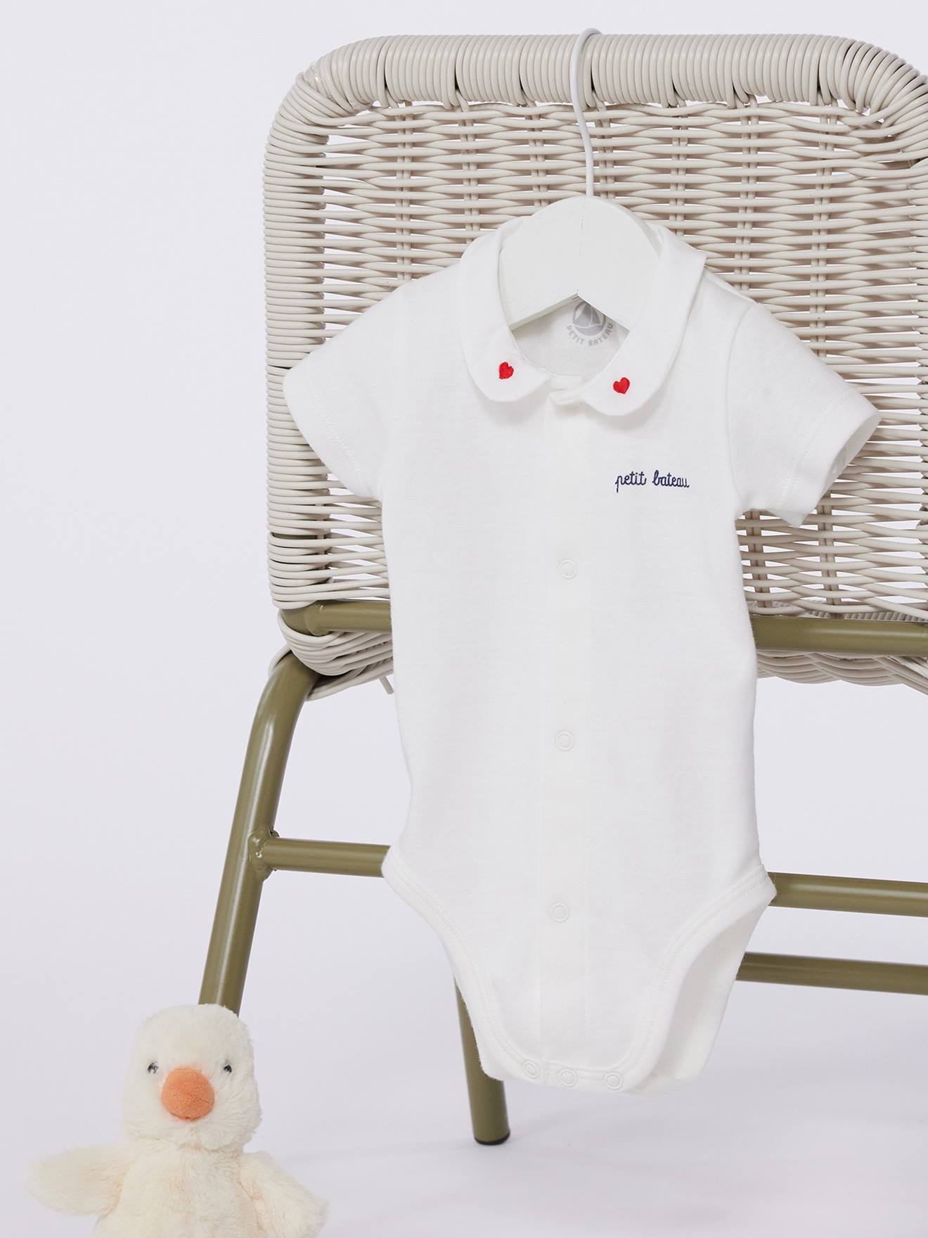 Thumbnail - Unisex Baby Body mit Kragen und kurzen Ärmeln PETIT BATEAU