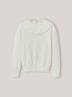 Maedchenkleidung-Mädchen Pullover mit Kragen CYRILLUS, Baumwolle/Wolle