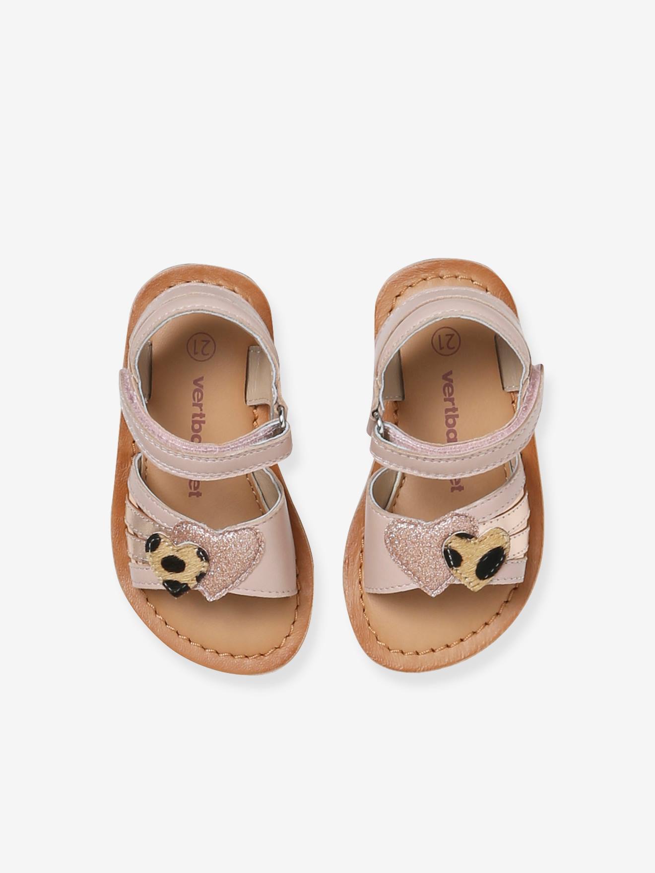 Thumbnail - Baby Leder-Sandalen mit Klettverschluss und Herzen set