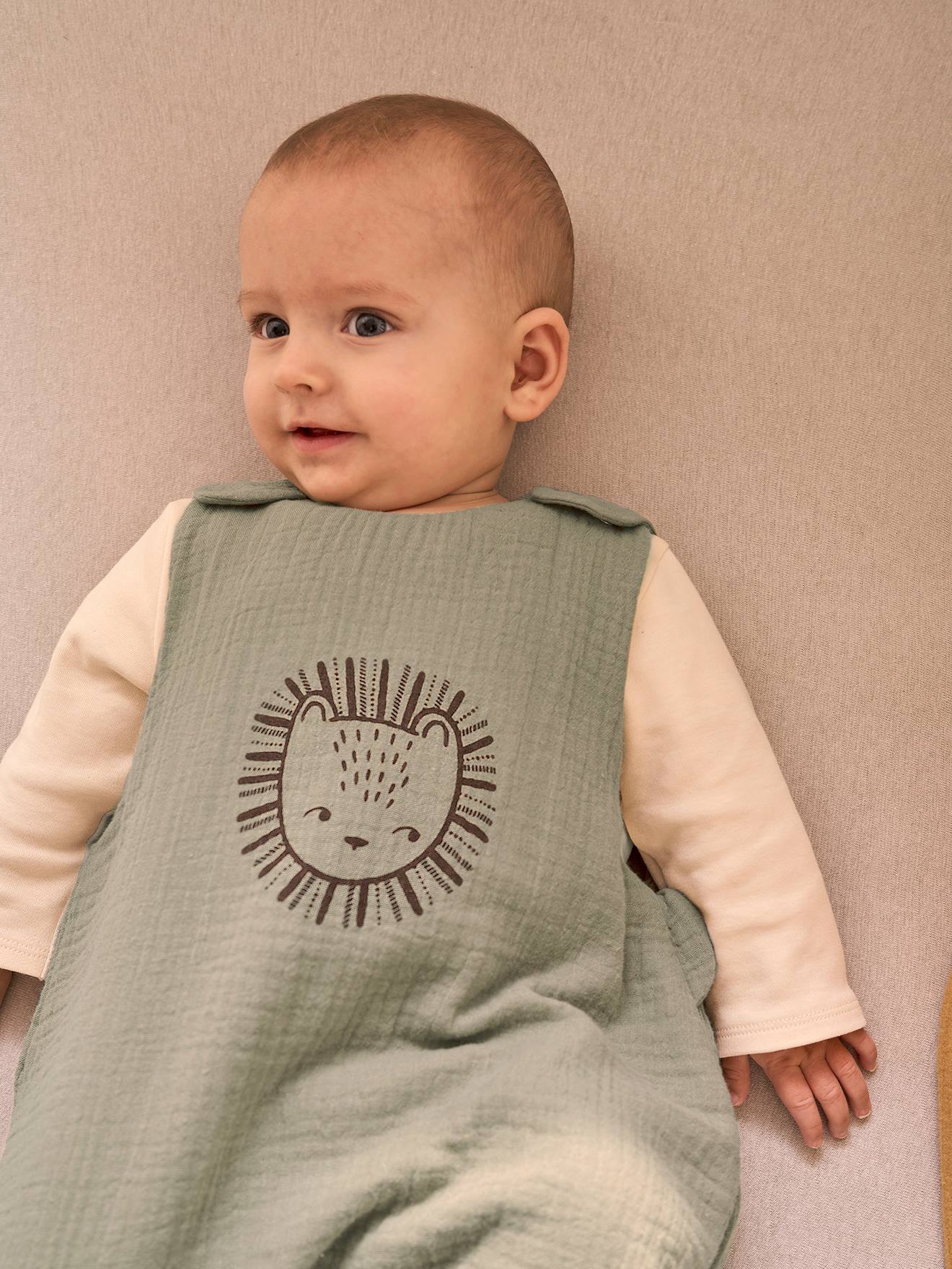 Ärmelloser Baby Sommerschlafsack ETHNIC TOG 1 salbeigrün Gr. 68 cm von vertbaudet